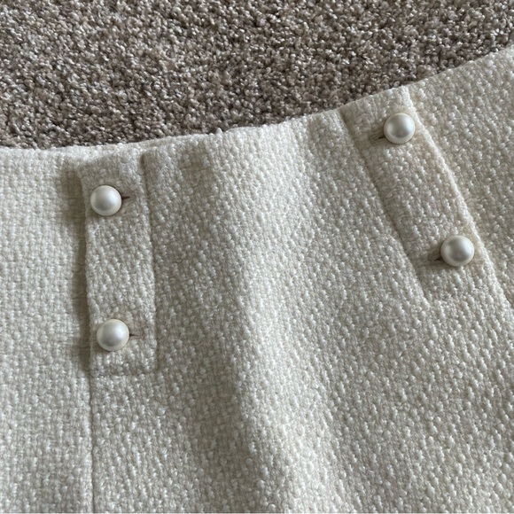 Sandro Dayna Tweed Wool Mini Skirt Women’s Size 2 Ivory White Pearl Button Lined - Picture 6 of 16